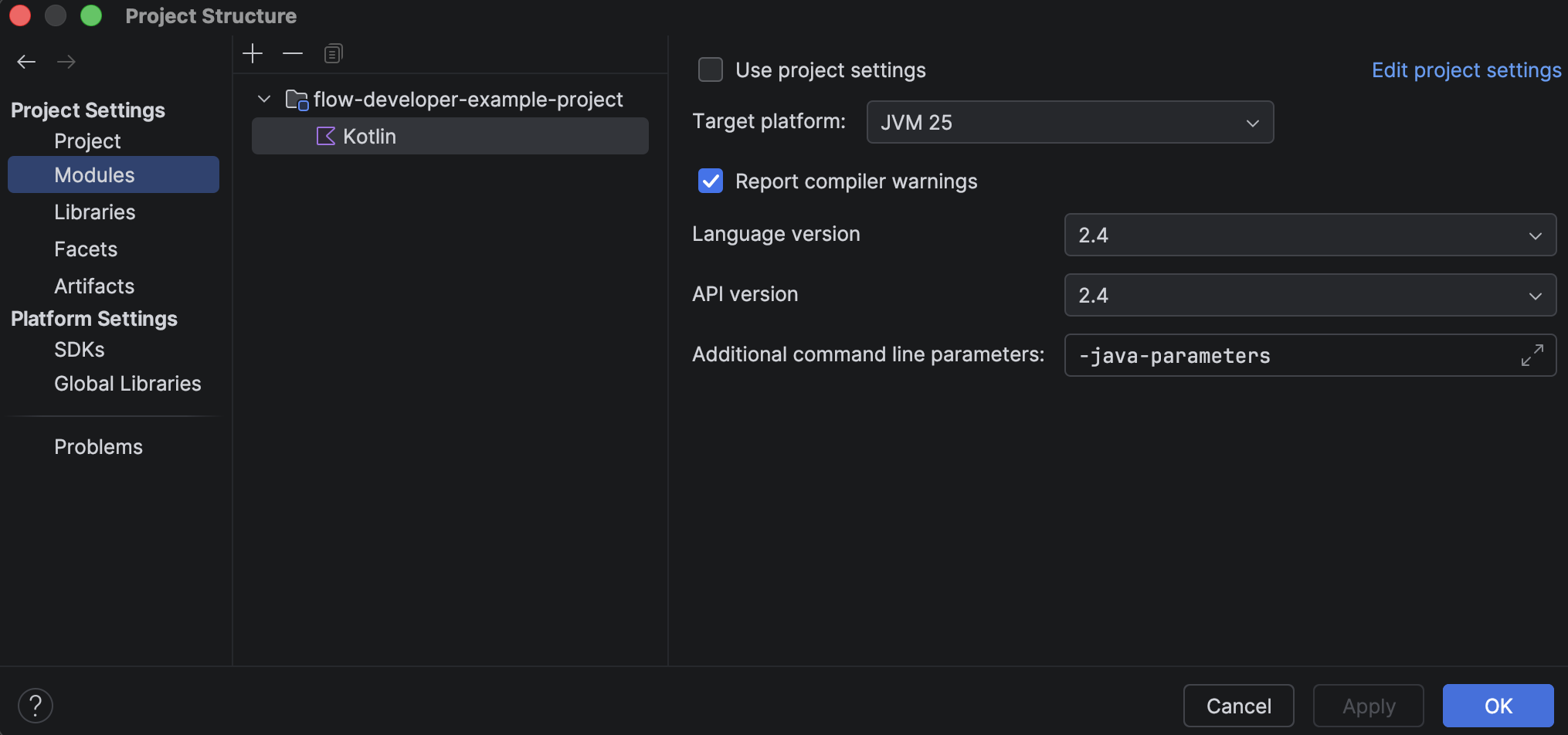 Kotlin settings